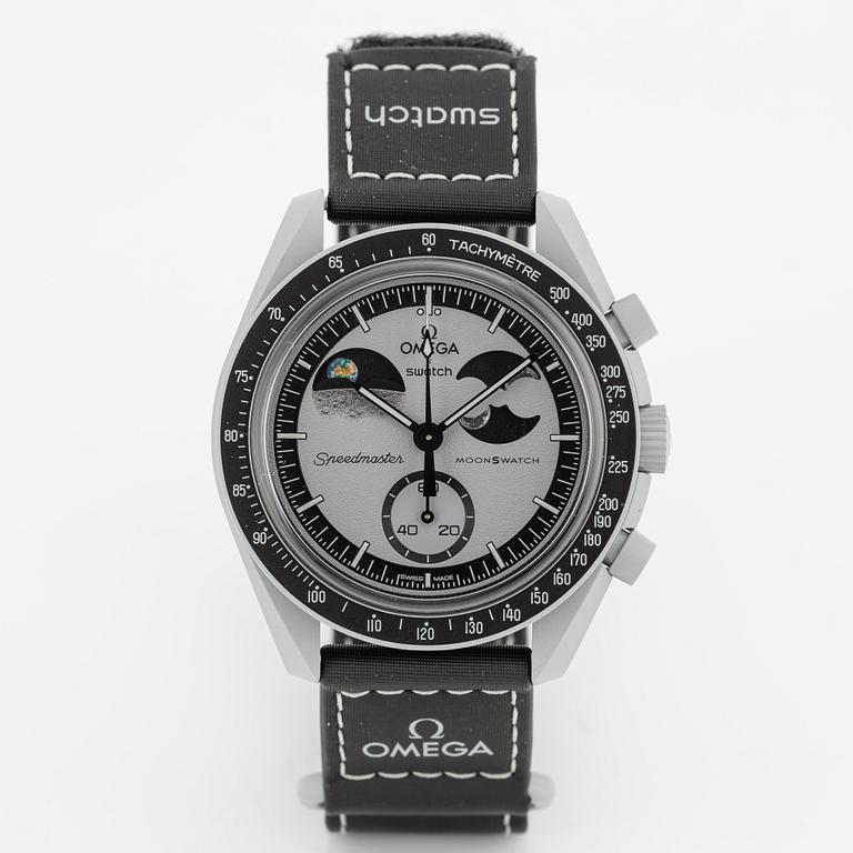 Omega/Swatch, MoonSwatch, Mission to Earthphase, chronograph, wristwatch, 42 mm.