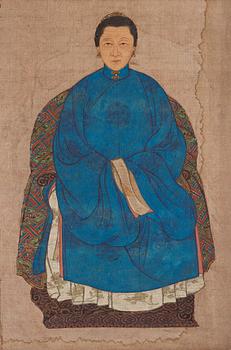 A Chinese ancestor portrait, 20th century.