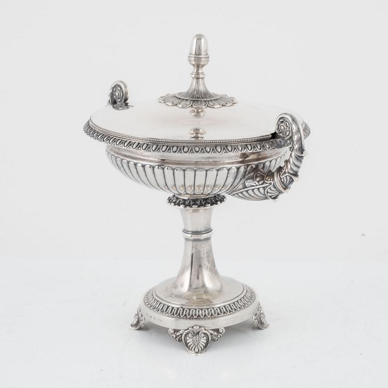 A Swedish Silver Empire Sugar Bowl, mark of Adolf Zethelius, Stockholm 1829.