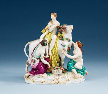 A Meissen figure of Europa and the Bull, 20th Century.