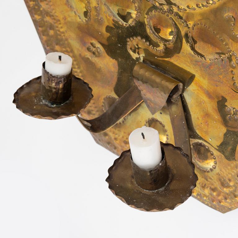 A pair of copper sconces. Around year 1900.