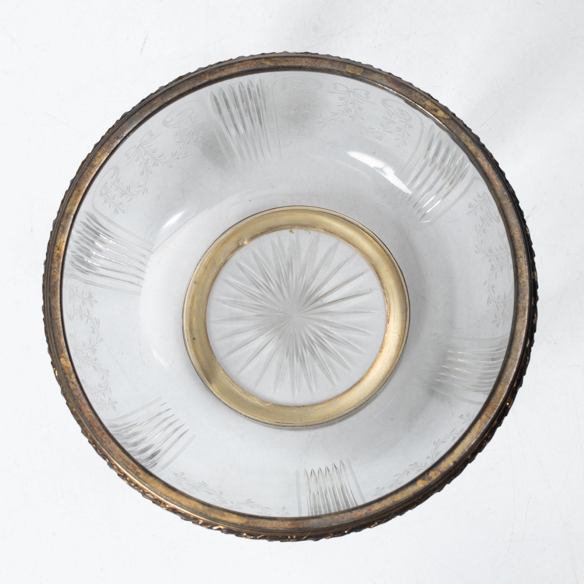 A French silver and glass bowl, mark of Georges Falkenberg, Paris, early 20th century.