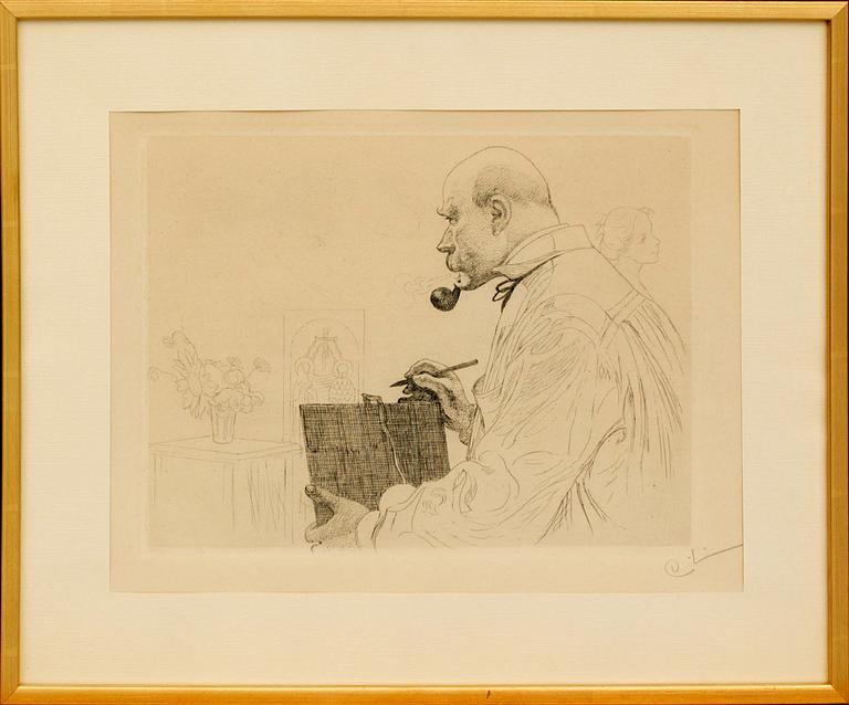 CARL LARSSON, ETCHING "SELF-PORTRAIT".