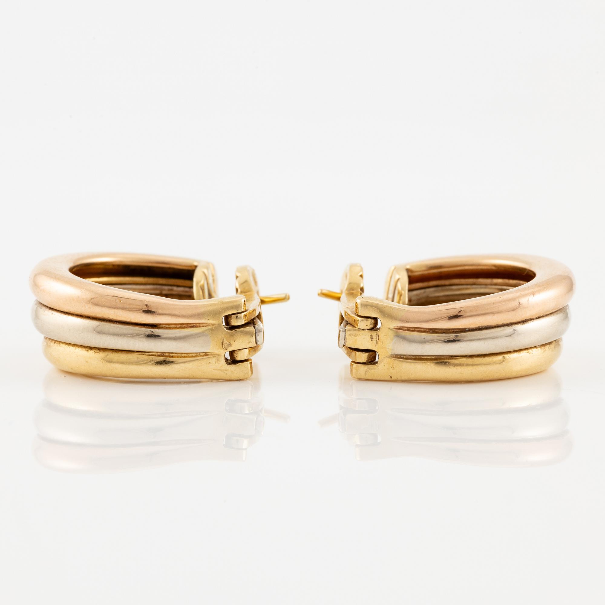 Cartier ett par örhängen "Trinity" 18K guld i tre färger, 1995.