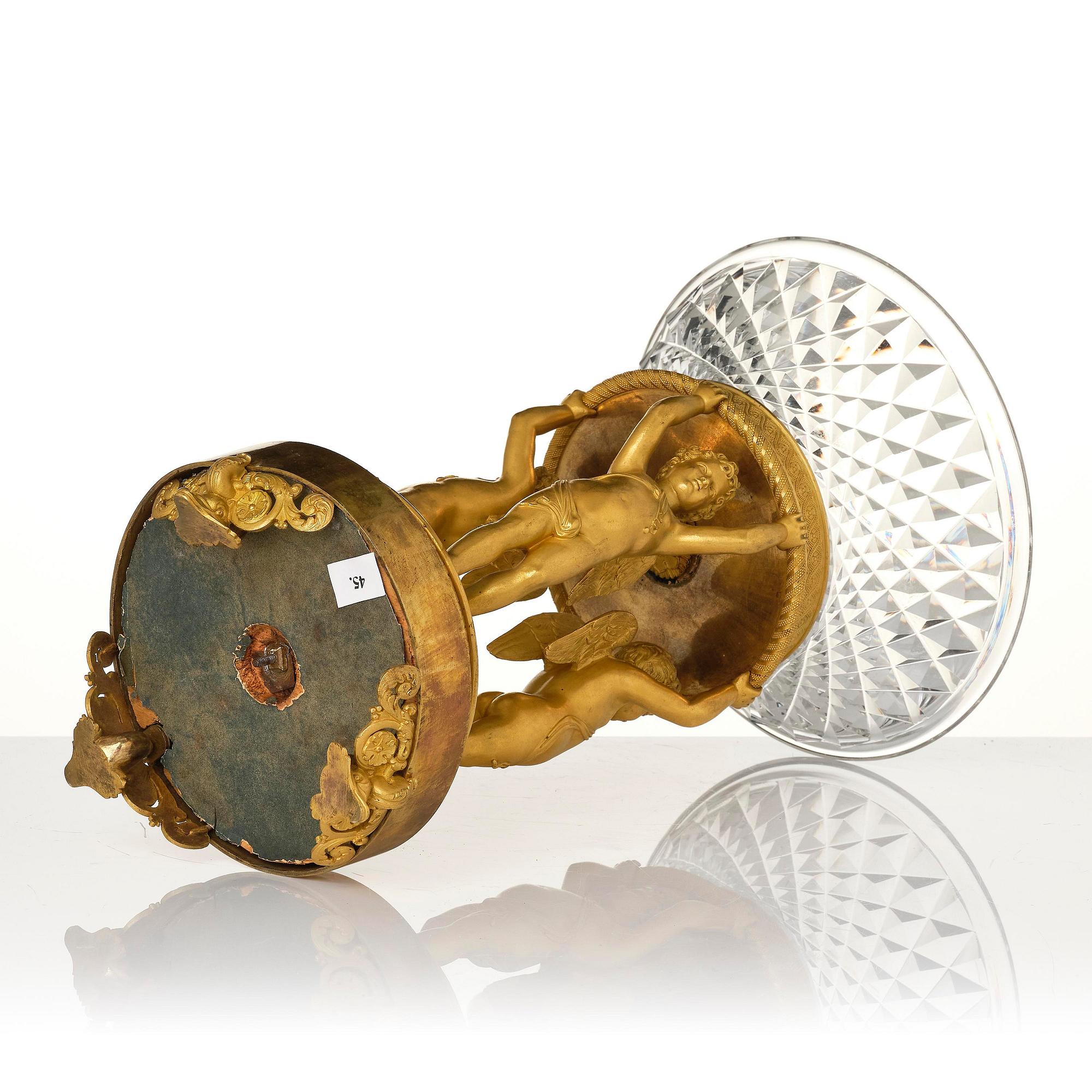 An Empire ormolu and cut glass centerpiece in the mannor of Pierre-François Feuchère, Paris, ca 1820.