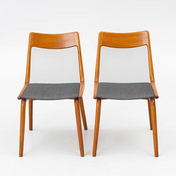 Niels Otto Møller, Alfred Christensen, six "Boomerang/370" chairs, Slagelse, Denmark, 1960s.