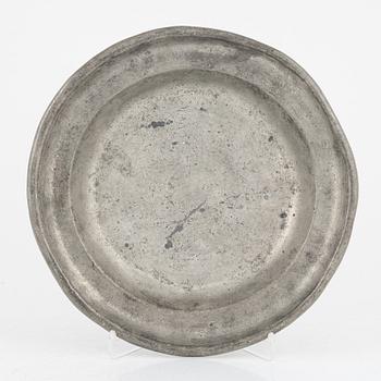 A group of eight Swedish pewter dishes, 18th-20th Century, including Mathias Norling, Jönköping, 1863.