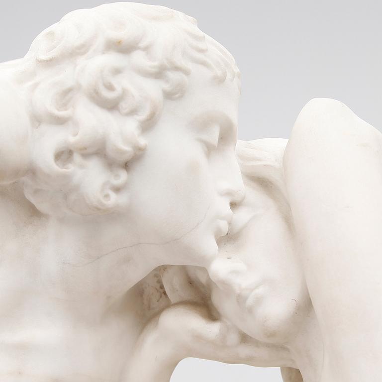 SKULPTUR, marmor, otydlig monogramsignering, 1800-tal.