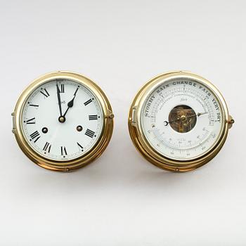 SKEPPSUR SAMT BAROMETER, mässing, Schatz, 1900-talets mitt.