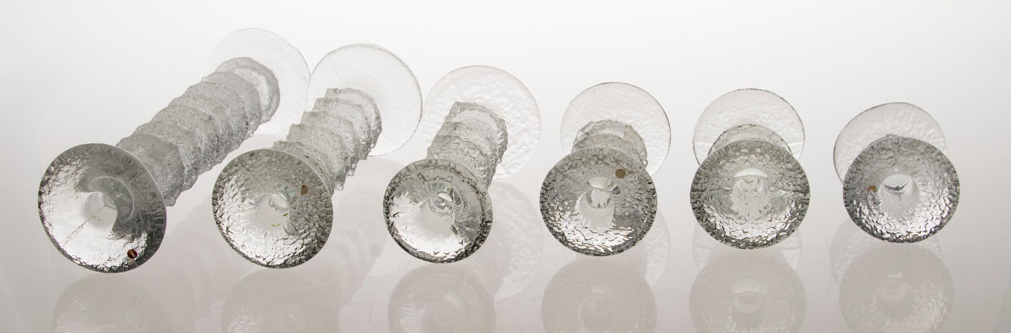 TIMO SARPANEVA, LJUSSTAKAR, 6 st, glas, "Festivo", signerade TS, Iittala.