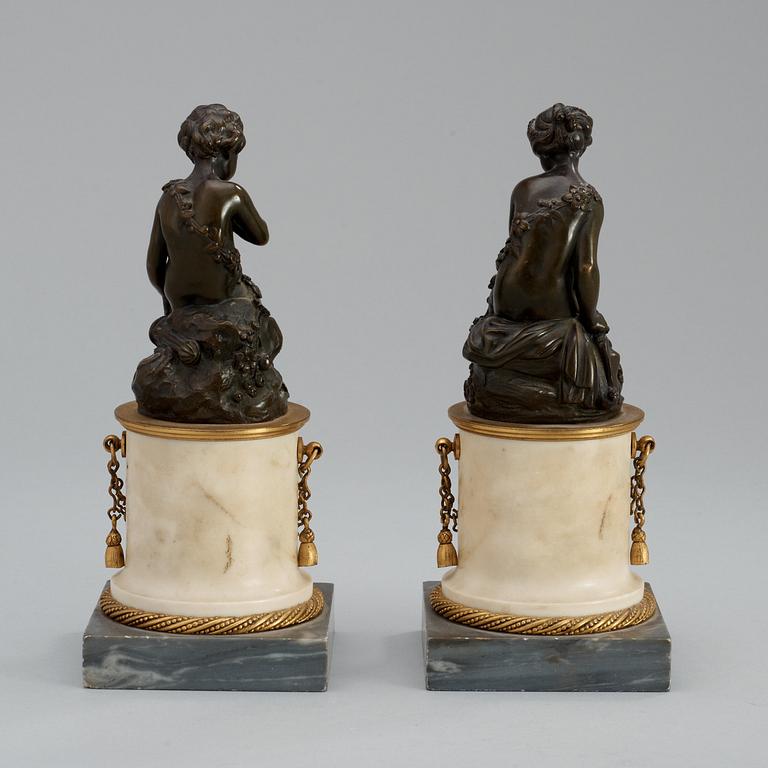 A pair of Louis XVI bronz figurines, late 18th Century.
