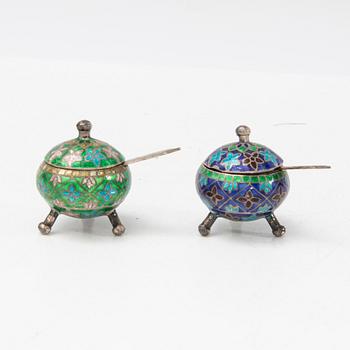 Salt cellars with spoons, China, 20th century.