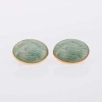 MANSCHETTKNAPPAR, emalj, förgyllt silver. A. Tillander, Helsingfors 1975.