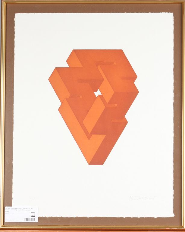 REUTERSVÄRD, OSCAR, 2 st, tuschteckning samt litografi. Sign.