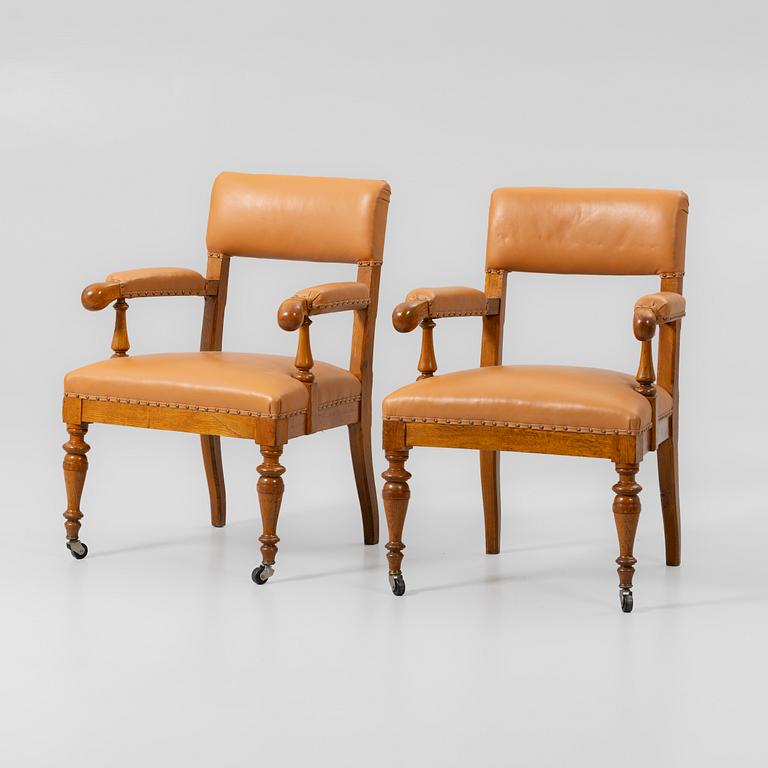 Armchairs, a pair, probably England, early 20th century.