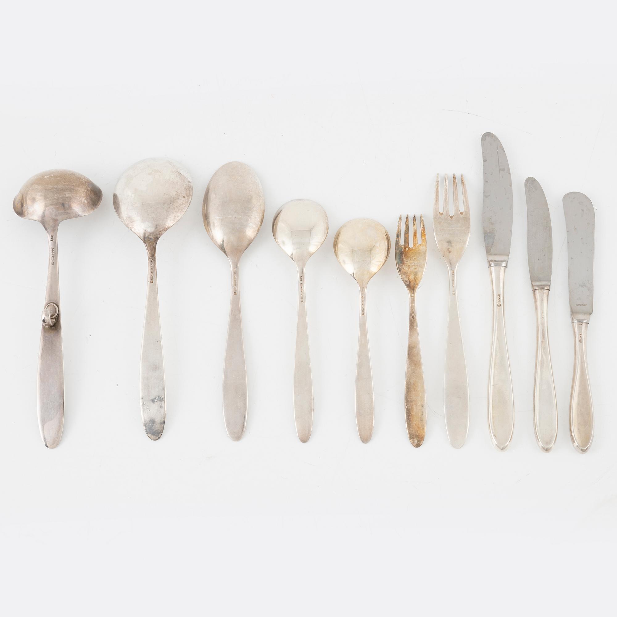 Bestickservis, 69 delar, silver, Norge, 1900-talets andra hälft.