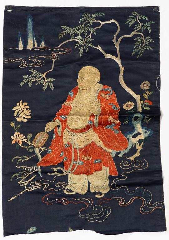 Broderi delar, fyra delar, siden. Qingdynastin.