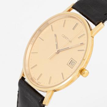 Certina, wristwatch, 18K gold, 33.5 mm.