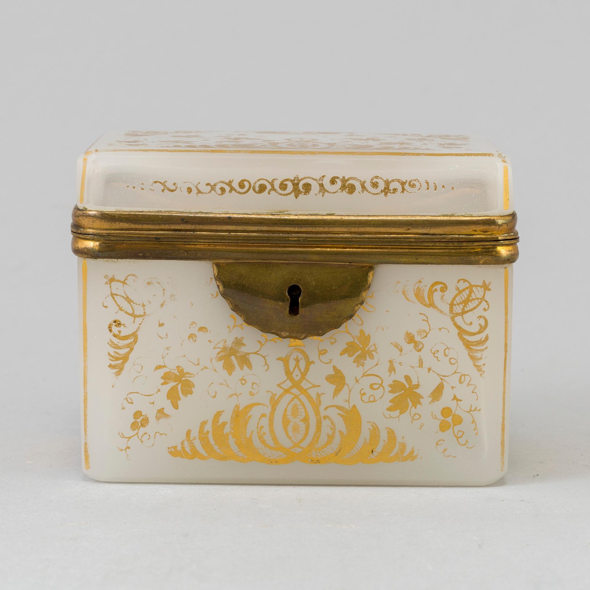 SKRIN med LOCK, glas och förgylld mässing, 1800-talets slut.