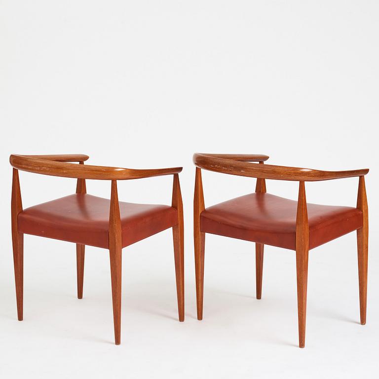 Nanna Ditzel, a pair of armchairs, "model 113", Poul Kolds Savværk, Denmark 1950-60's.