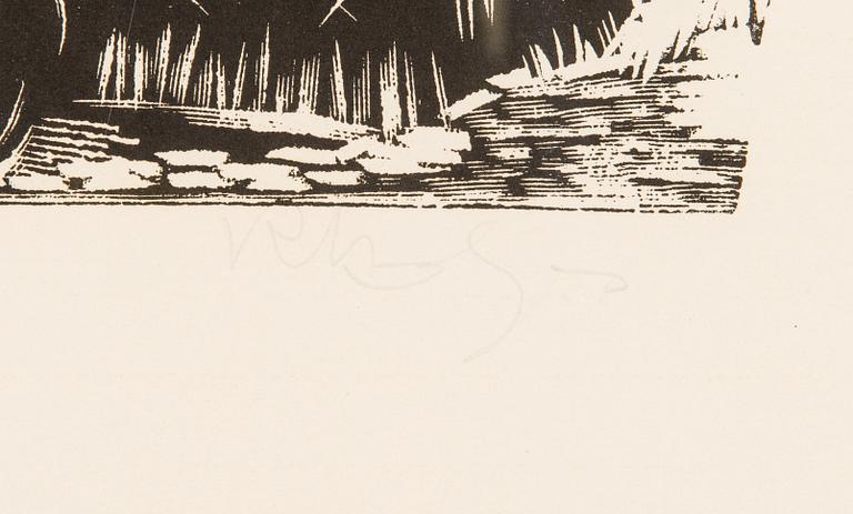 Richard Kaljo, linocut, signed.