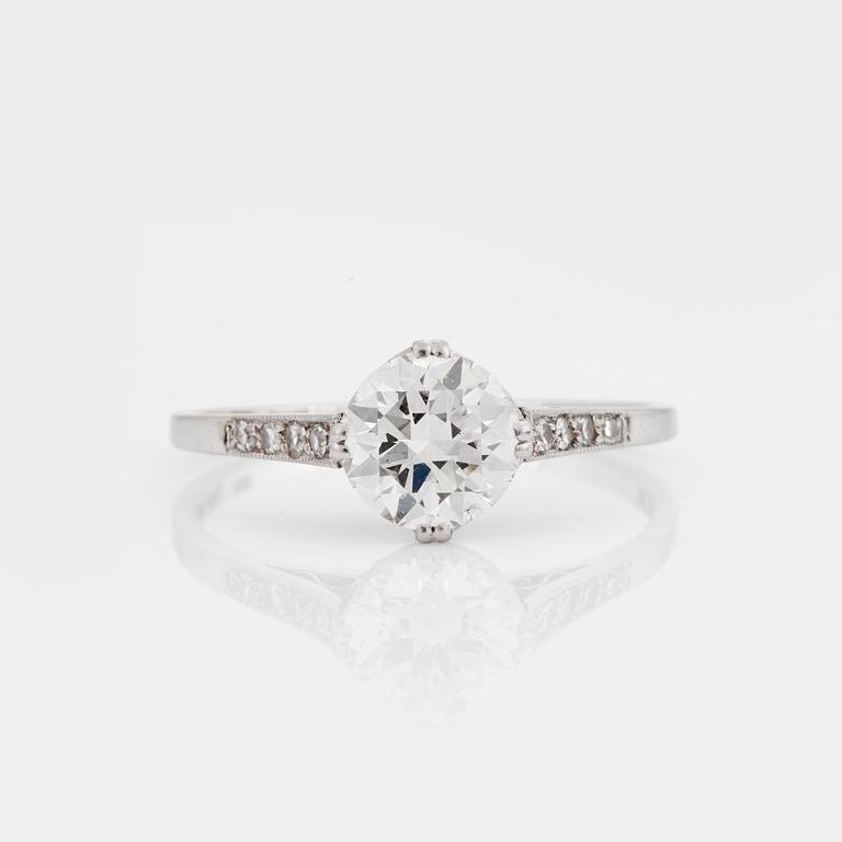 A RING set with an old-cut diamond.
