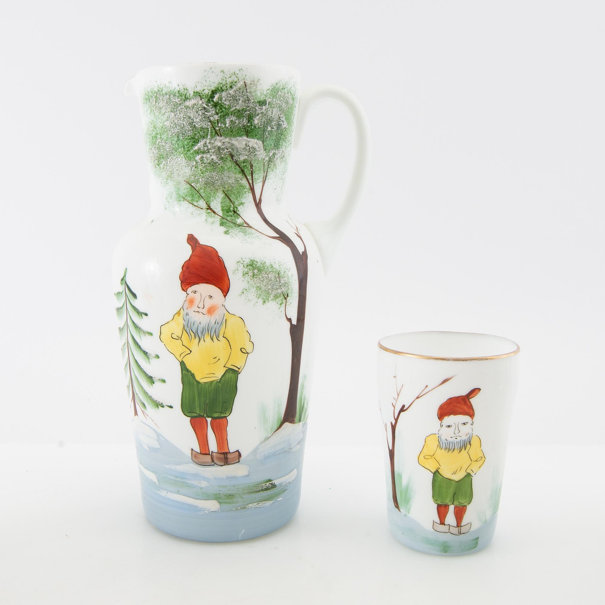 Jug, bowl, and glass 5 dl, including Czech Republic, mid-20th century glass.