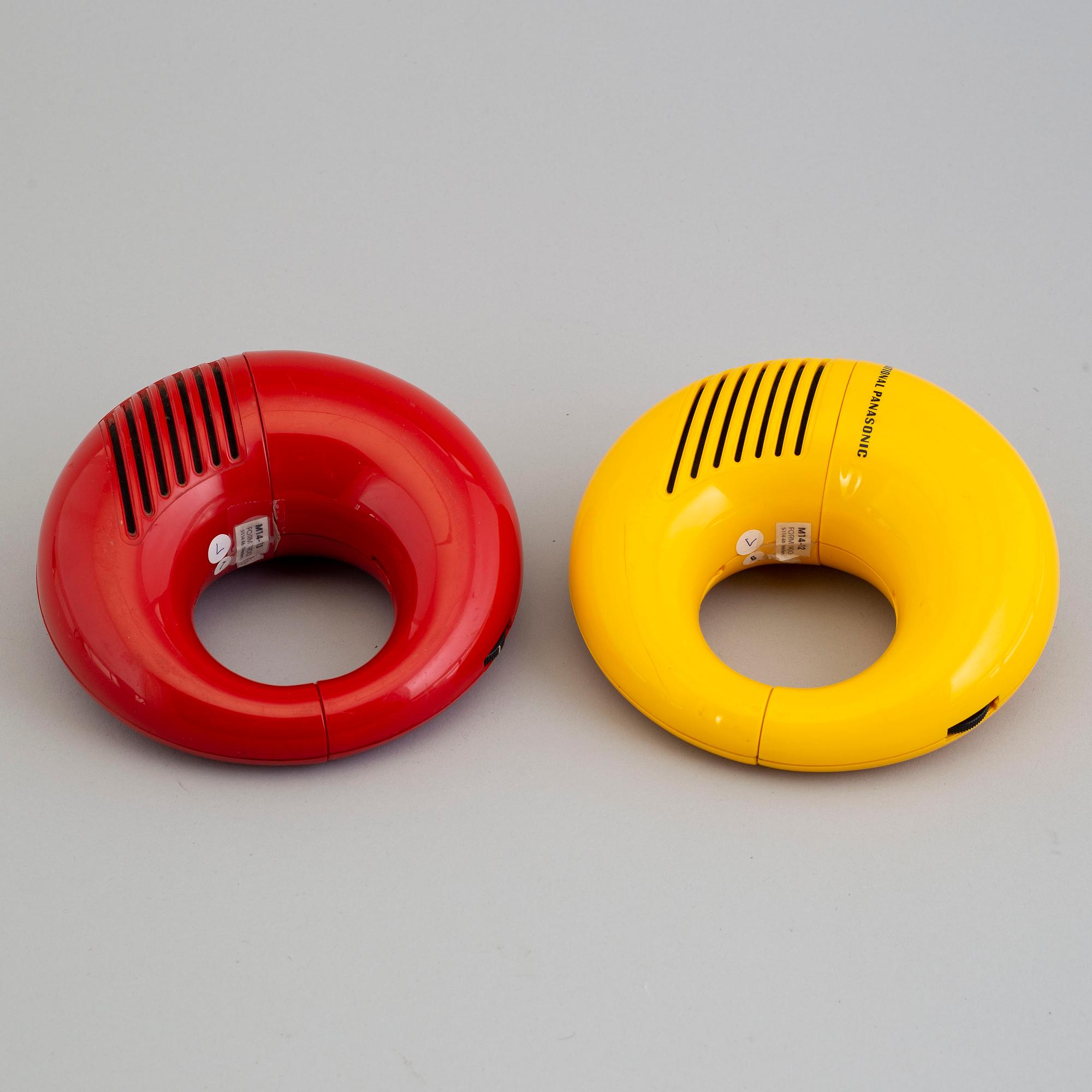 Two 'Toot-a-loop" plastic radios, Panasonic, 1970's.