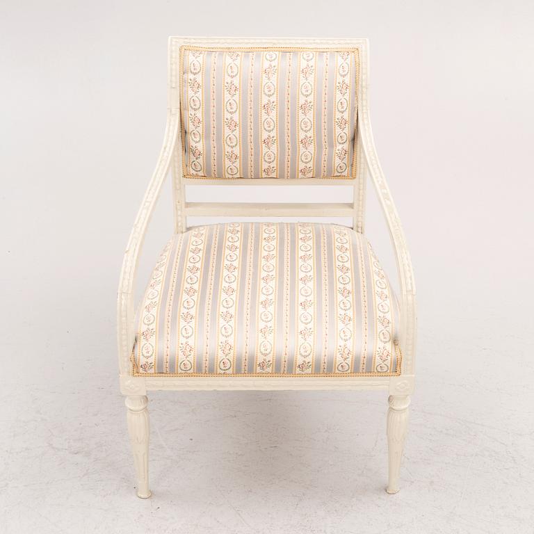 A late Gustavian open armchair, circa 1800.