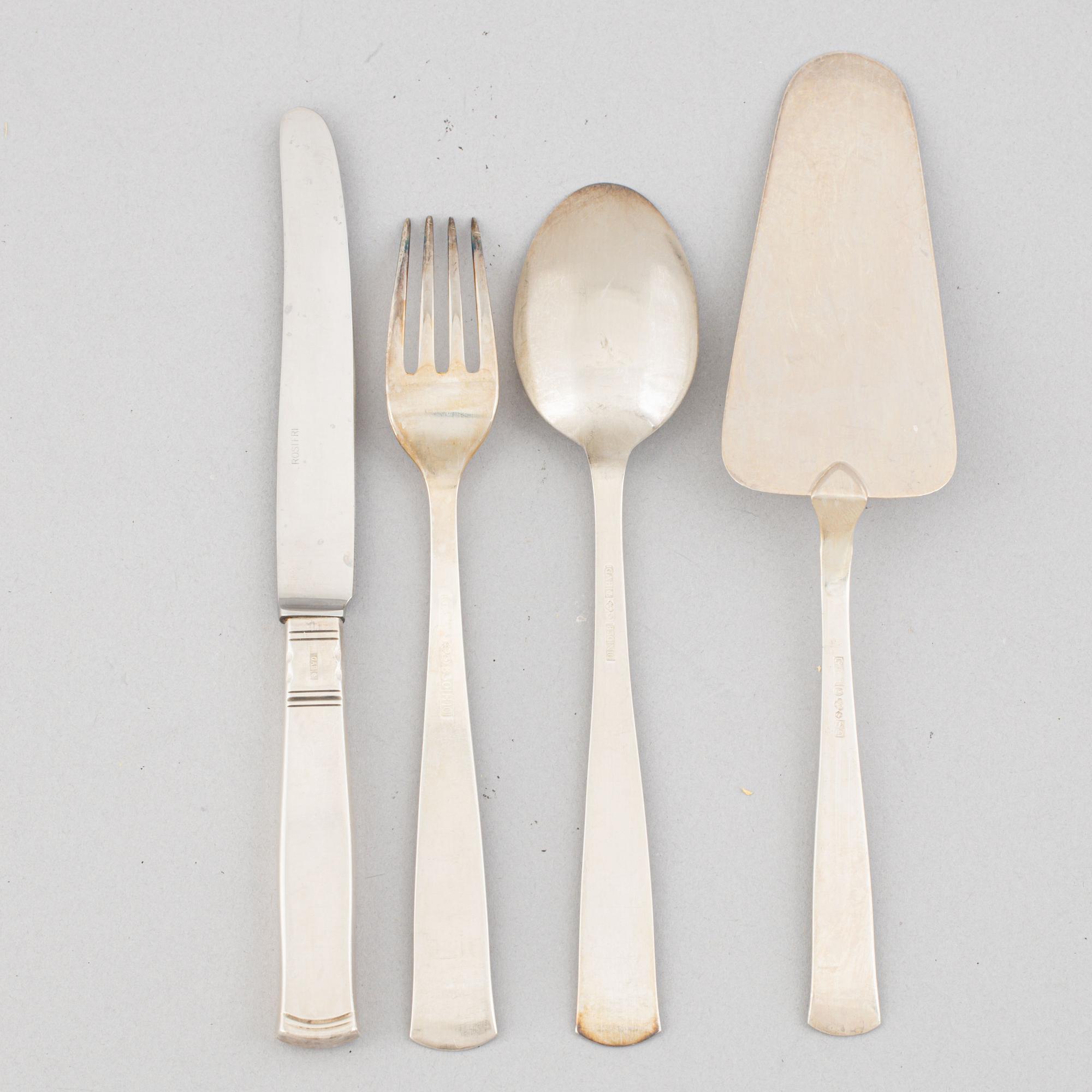 Jakob Ängman, a "Rosenholm" silver cutlery set, GAB, some Eskilstuna 1987 (37 pieces).