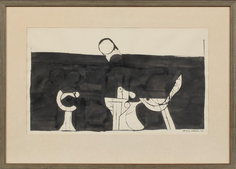 ANDERS ÖSTERLIN, tusch, signerad och daterad 1956.