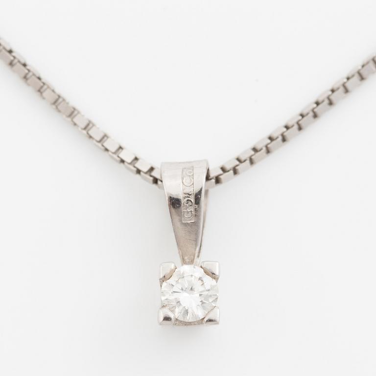 Hänge med kedja 18K vitguld med en rund briljantslipad diamant.