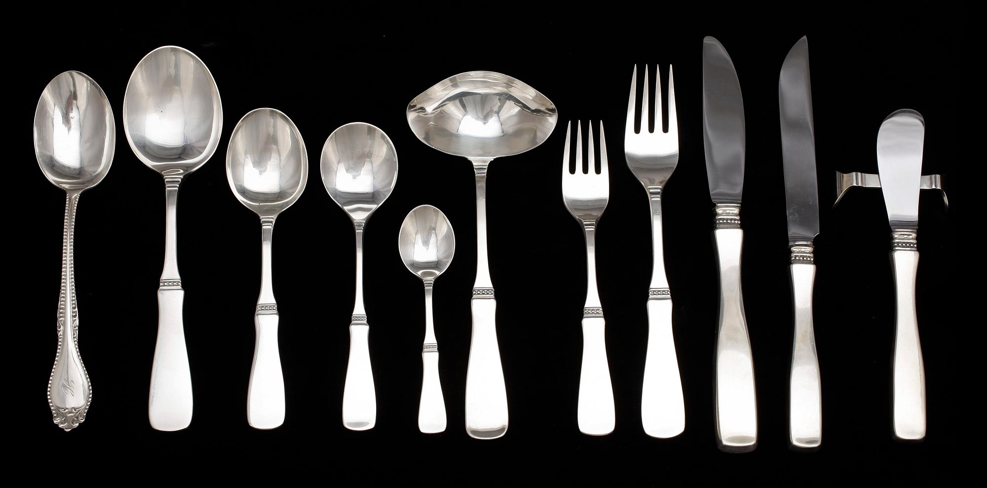 PARTI BESTICK, 21 delar, silver, främst "Uppsala", MGAB, Lidköping, 1972. Tot vikt ca 766g.