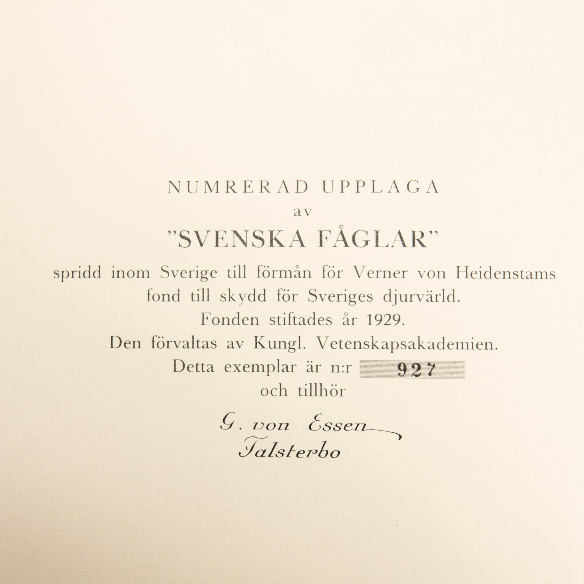 The Wright Brothers, book work, 3 volumes, "Swedish Birds", A. Börtzells tryckeri AB, Ivar Baarsen, Stockholm, 1927-1929.