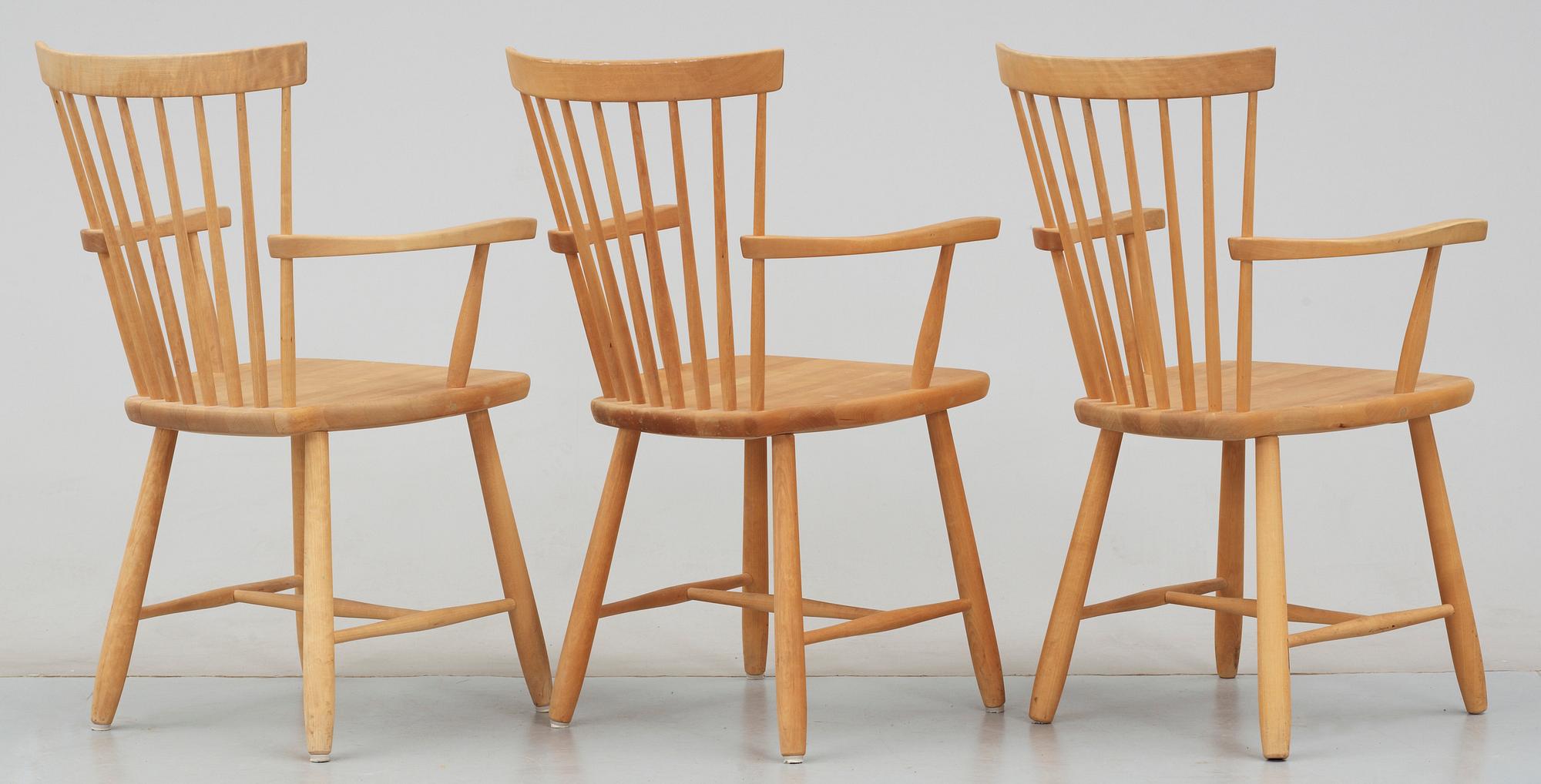 STOLAR, 3 st, "Lilla Åland" Carl Malmsten, Stolab, 1989 och 1990.