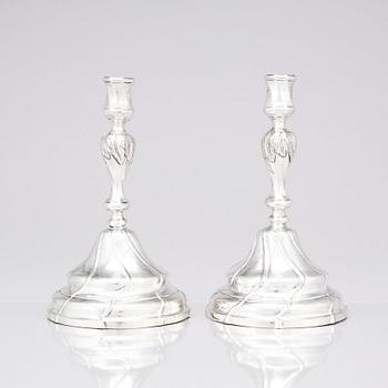 A pair of Swedish silver candlesticks, mark of Stephan Halling, Örebro 1775.