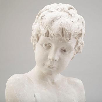 JOHN BÖRJESON, after. A plaster bust of a young boy, signed and dated 1900.