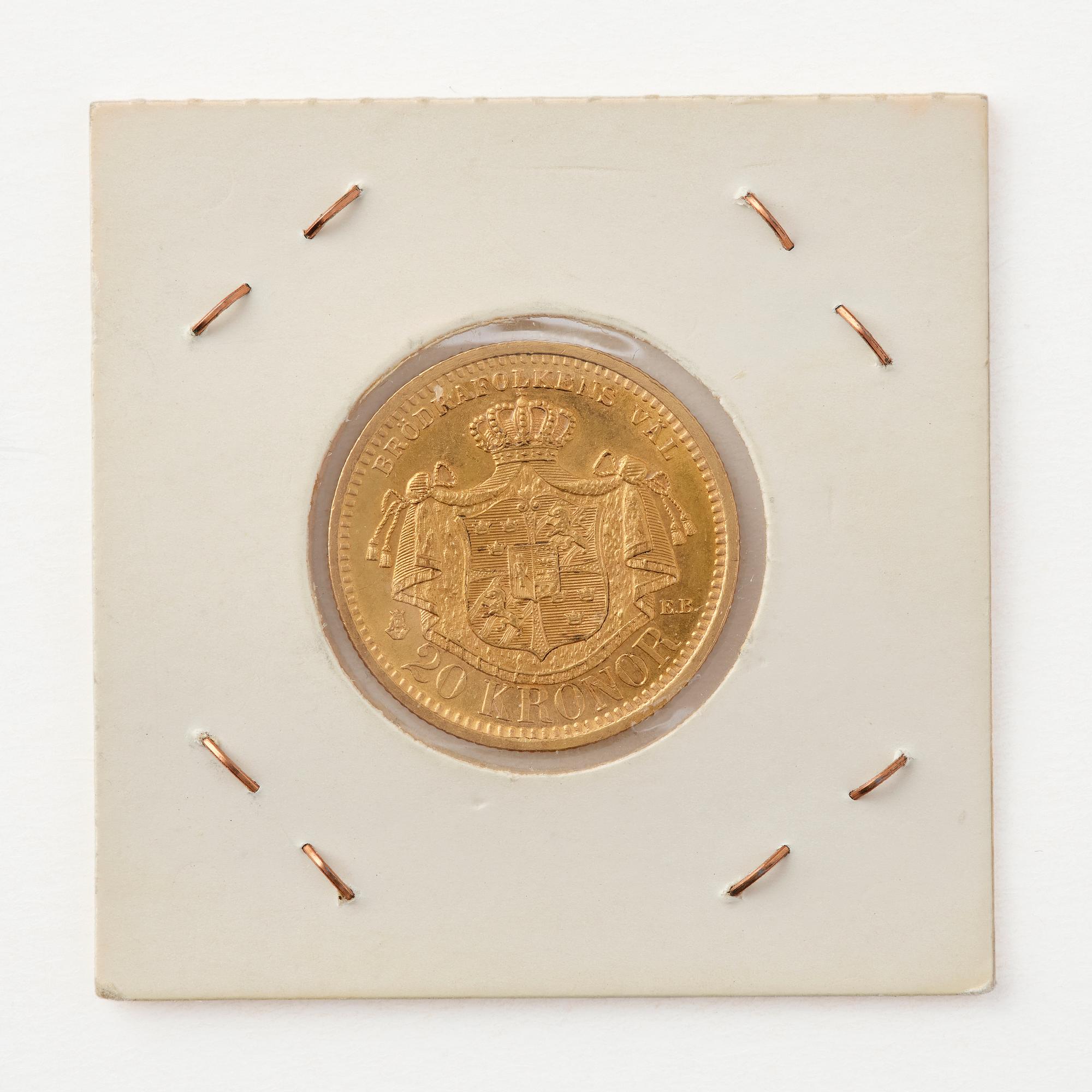 Guldmynt, Oscar II, Sverige, 20 kronor, 1901.