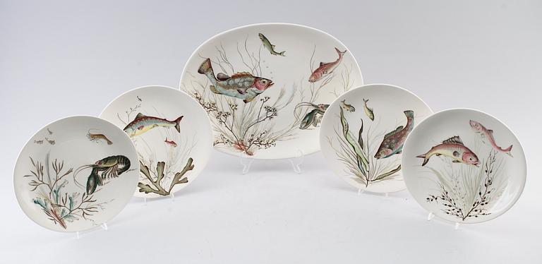 FISKSERVIS, 9 delar, porslin, "Fish", Johnson Bros, England.