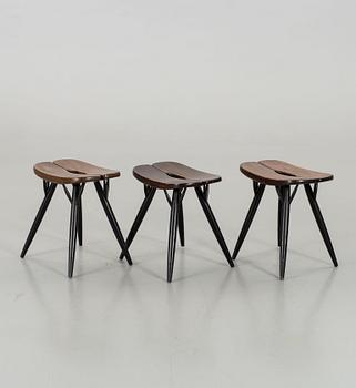 THREE ILMARI TAPIOVAARA STOOLS "PIRKKA".