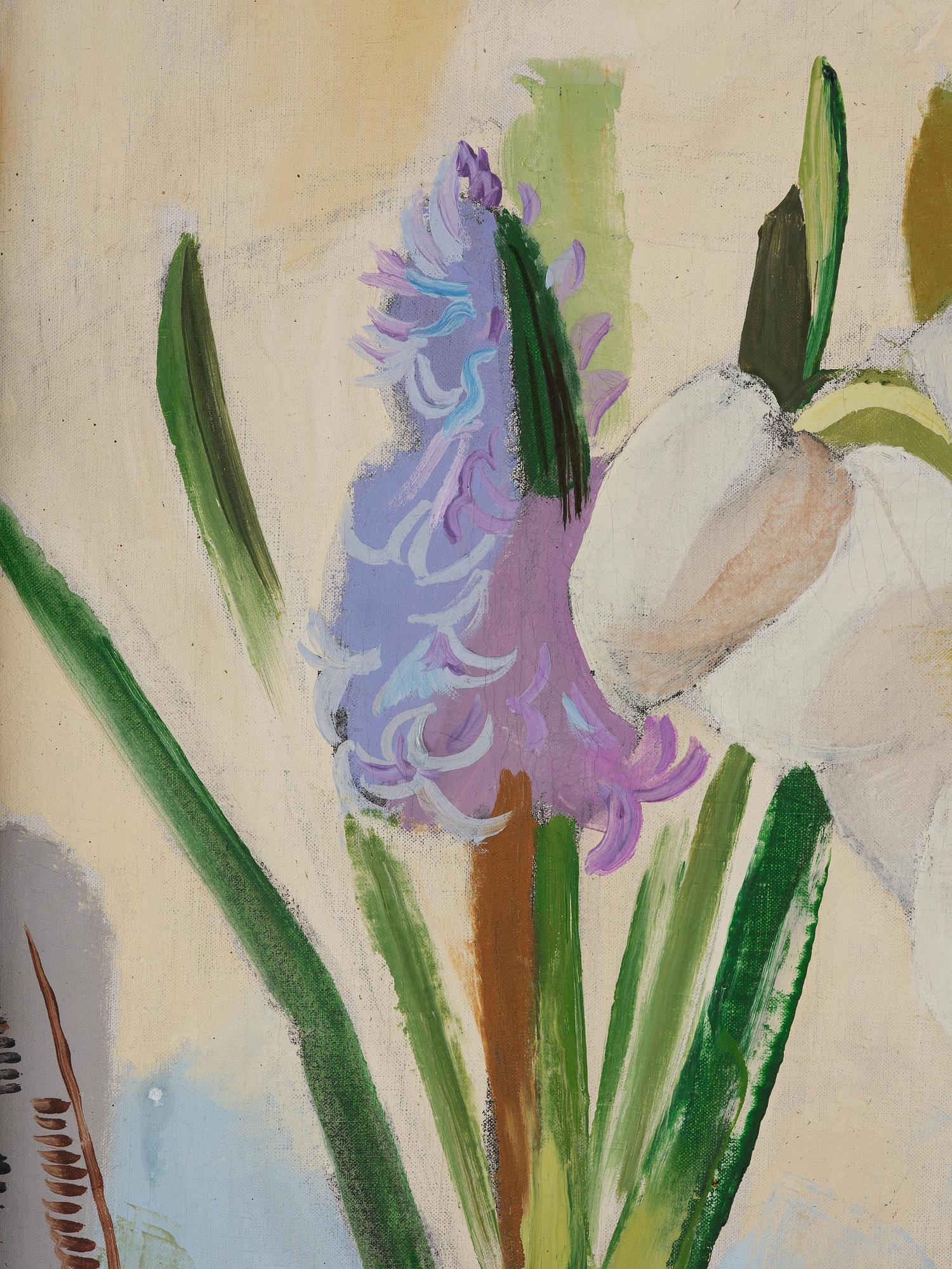 Isaac Grünewald, Flower still life with blue hyacinth.
