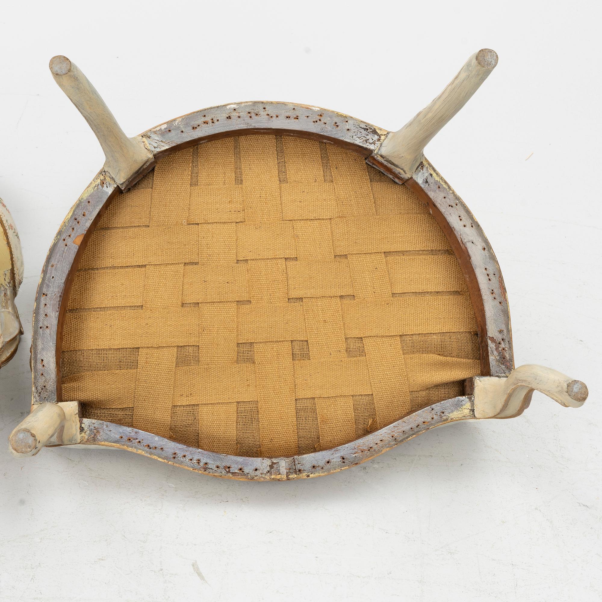A matched pair of Rococo armchairs, 18th Century.