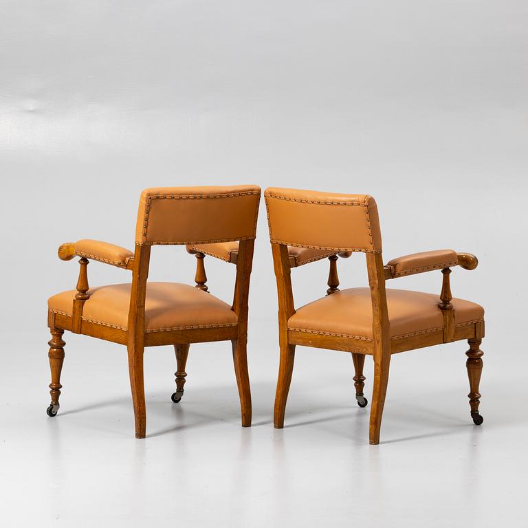 Armchairs, a pair, probably England, early 20th century.