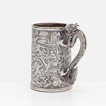 Mugg, silver, Leeching, Kina 1800-talets senare hälft.