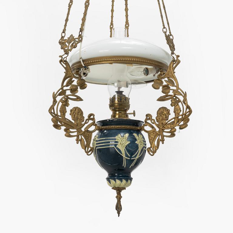 An Art Nouveau paraffine ceiling light, late 19th Century.