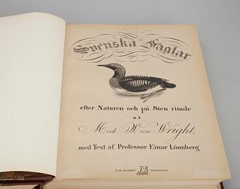 BÖCKER, 2 band, "Svenska Fåglar", M. och W. von Wright, med text av prof. Einar Lönnberg. Ivar Baarsen, Stockholm 1924.