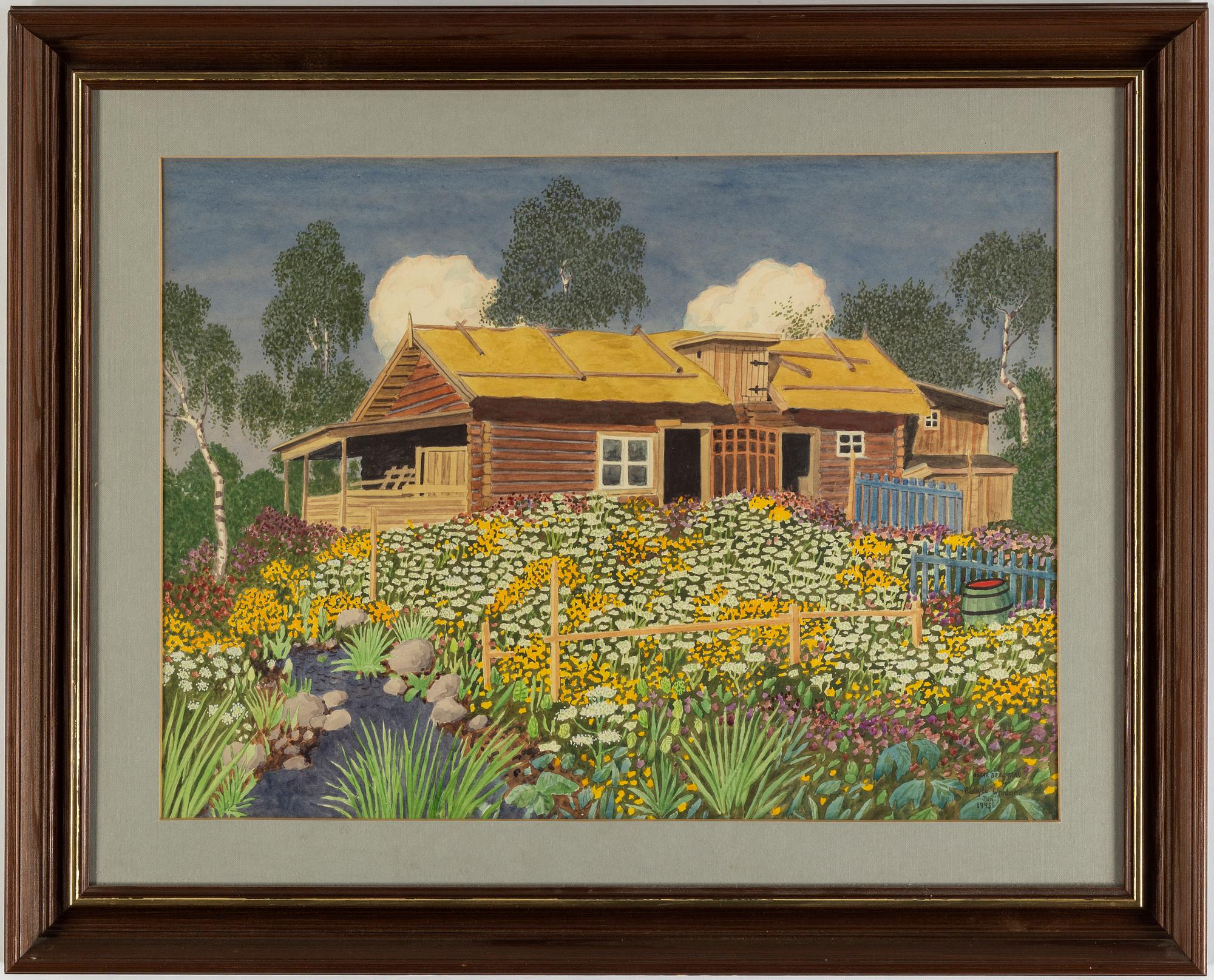 OSKAR BERGMAN, akvarell, signerad Oskar Bergman och daterad Risbyle Uppland juni 1945.