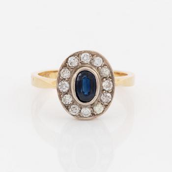 Sapphire and brilliant-cut diamond ring.