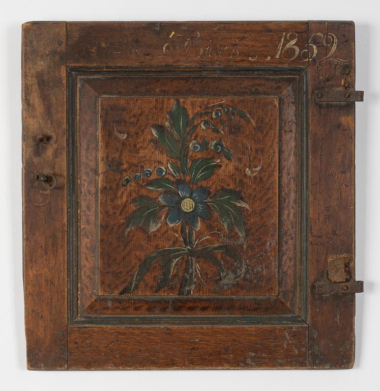 A provincial door/fragment of a cabinet, dated 1852.