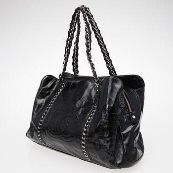 A Black Patent Leather Shopper.